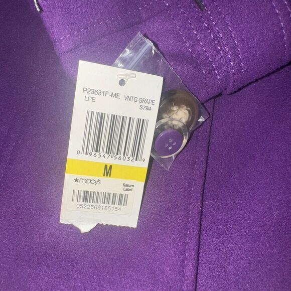 Pink Envelope Purple Women's Hooded Belted Peacoat Jacket CoatSize Medium - Picture 5 of 10